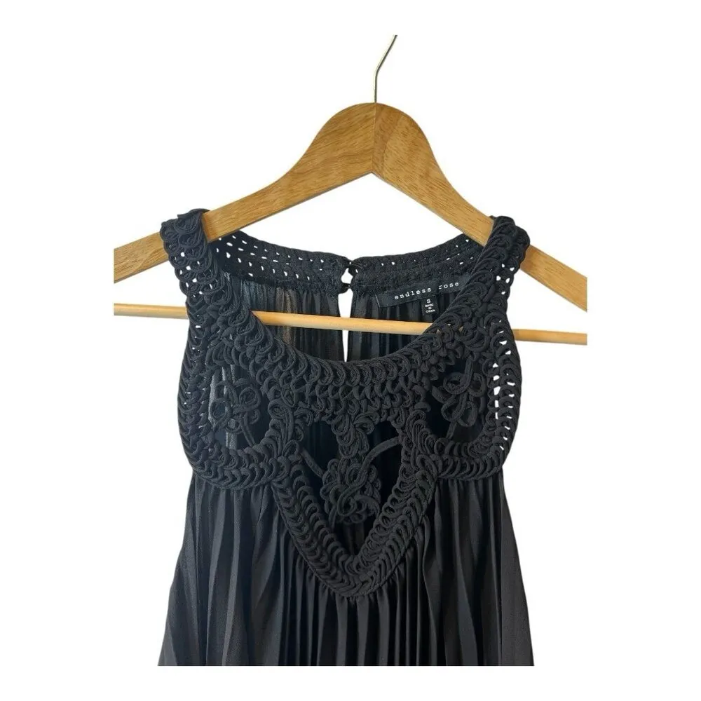 Endless Rose Women’s Crochet Flowy Tank Top Black Size Small NWOT - Image 2