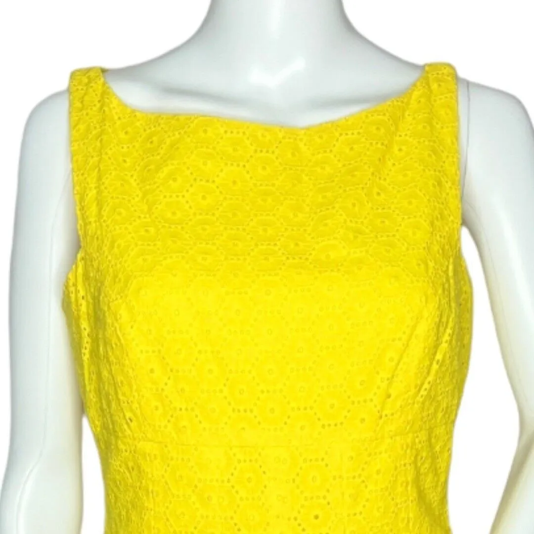 Lauren Ralph Lauren Fit & Flare Dress Yellow Eyelet Lace Sleeveless Mini Size 8P - Image 6