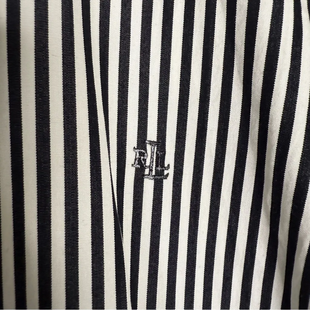 LAUREN Ralph Lauren Vintage Black White Stripe Cotton Button Down Shirt 1X - Image 3