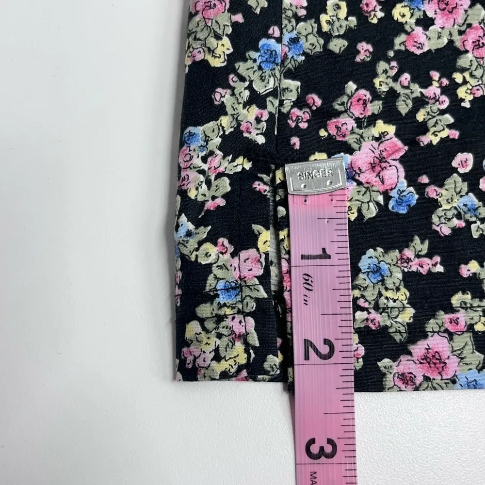 Vintage Blue skirt size 3 dark floral mini skirt black pink blue green yellow - Image 4