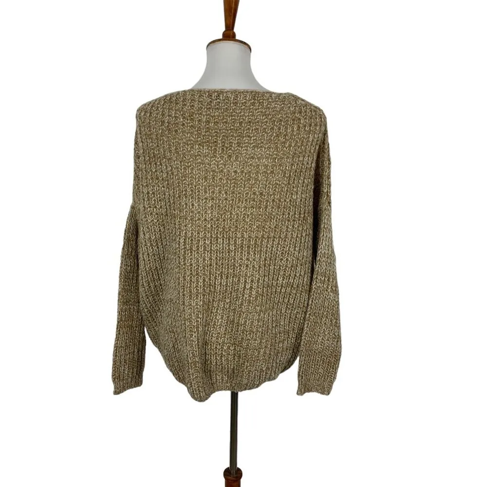 Tobi Sweater Small Brown Knit V Neck Cozy Neutral Clean Girl Style - Image 4