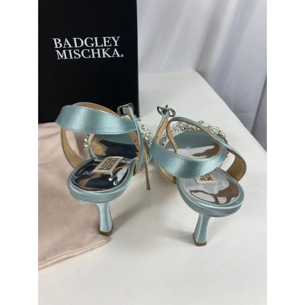 Badgley Mischka Kate Embellished Blue Heels Size 6 - Image 11