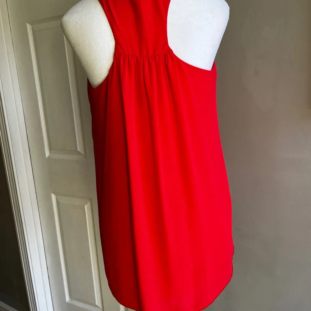 Red Sleeveless Tank Top V Neck Casual Blouse Summer Work Party Date Night Small - Image 7