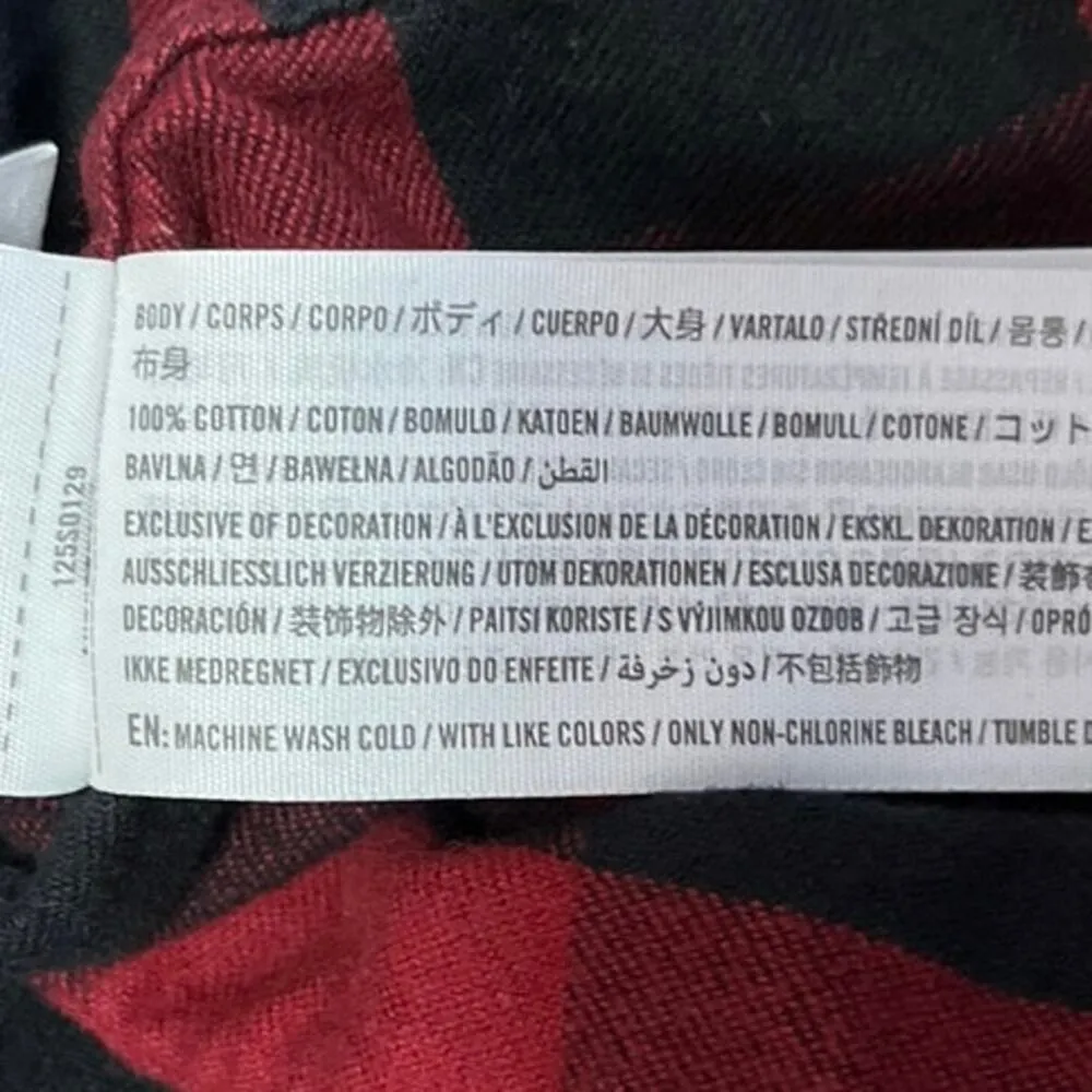 Abercrombie & Fitch Women's Red Black Flannel Plaid Checkered Button Shirt Top S - Image 5