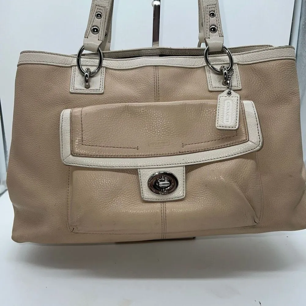 Coach‎ 2012 Tan and Cream Penelope Pebbled Leather Bag - Image 2