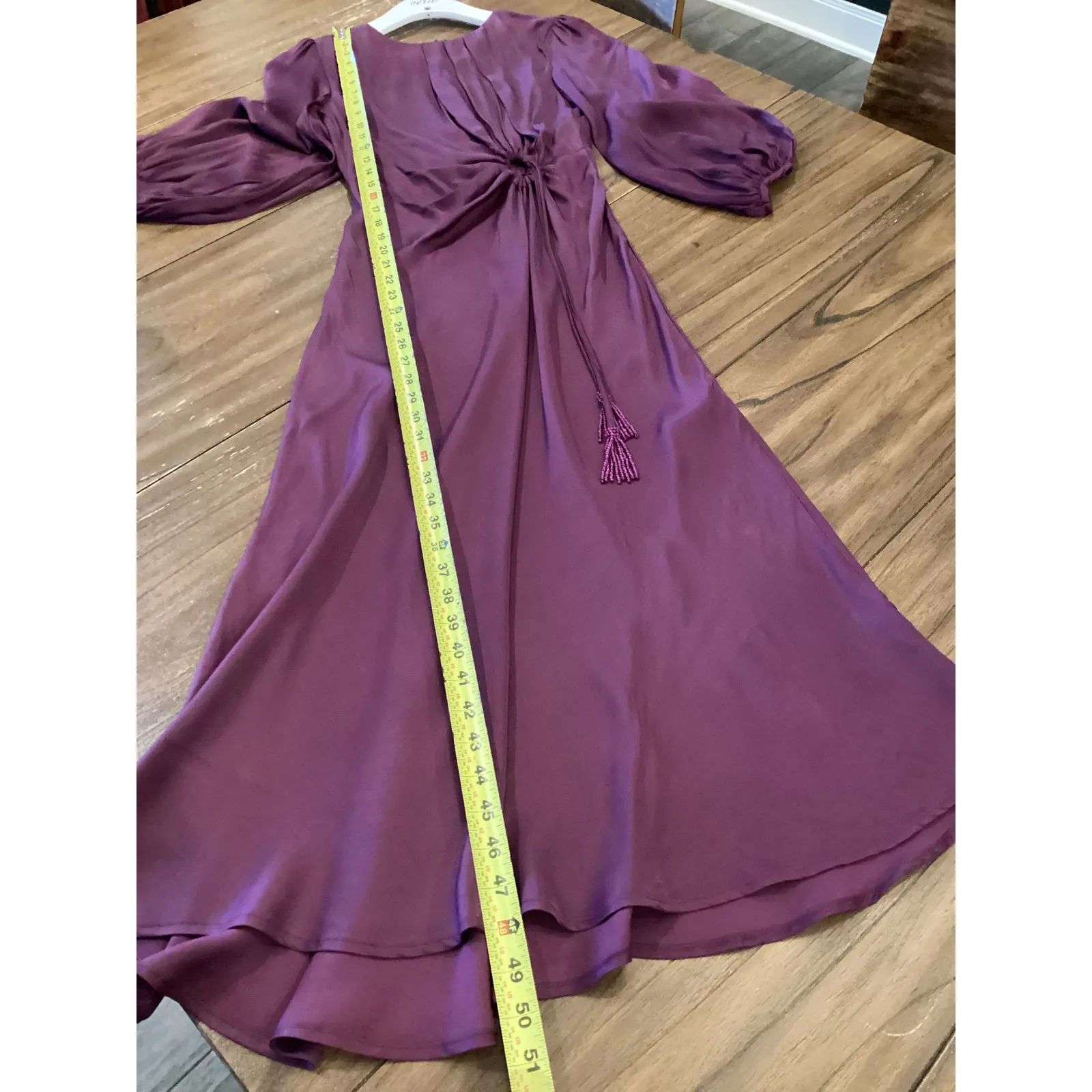 Farm Rio Purple Cutout 3/4 puff sleeve midi Dress XS - Image 6