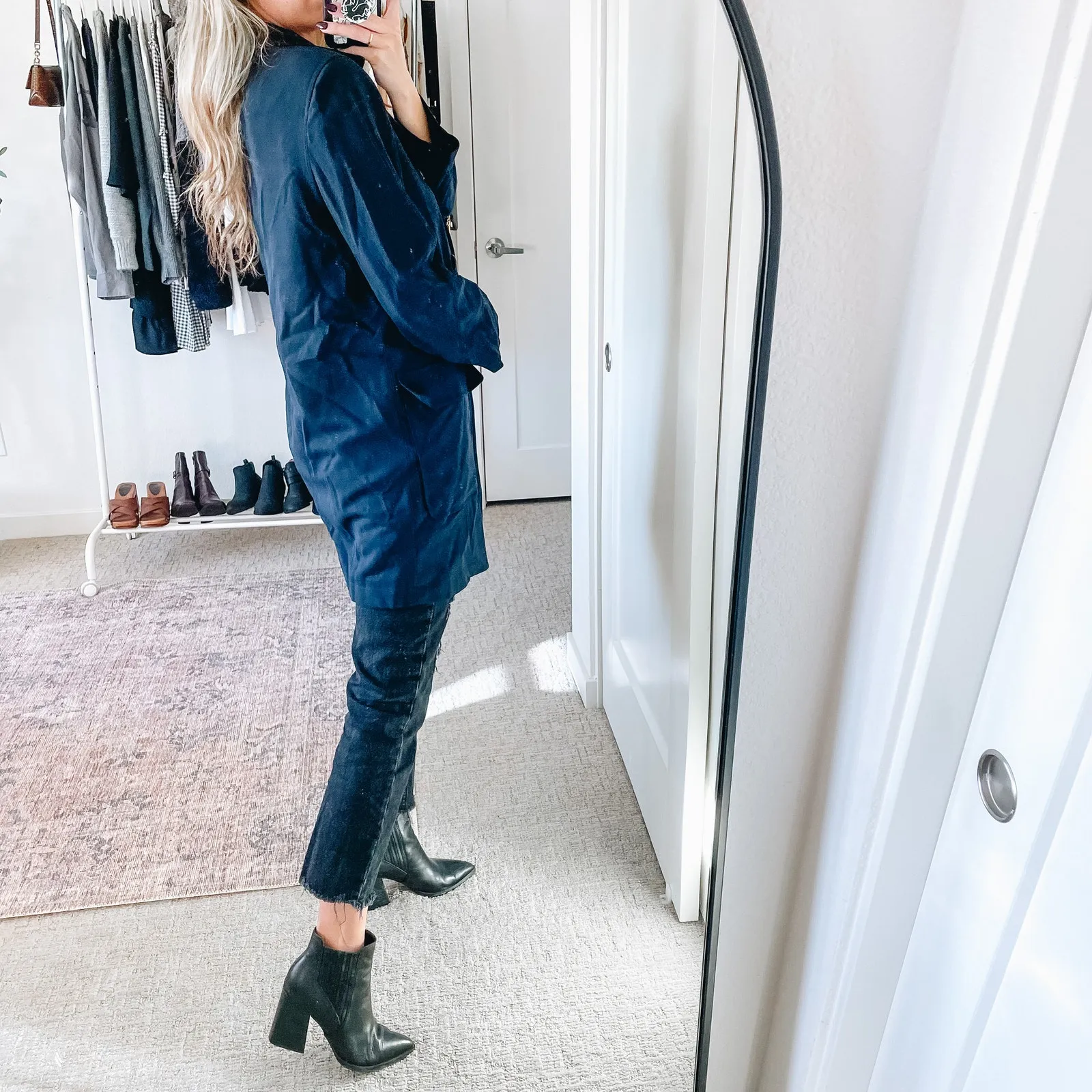 VINTAGE DKNY Navy Blue Double Breasted Coat - Image 3