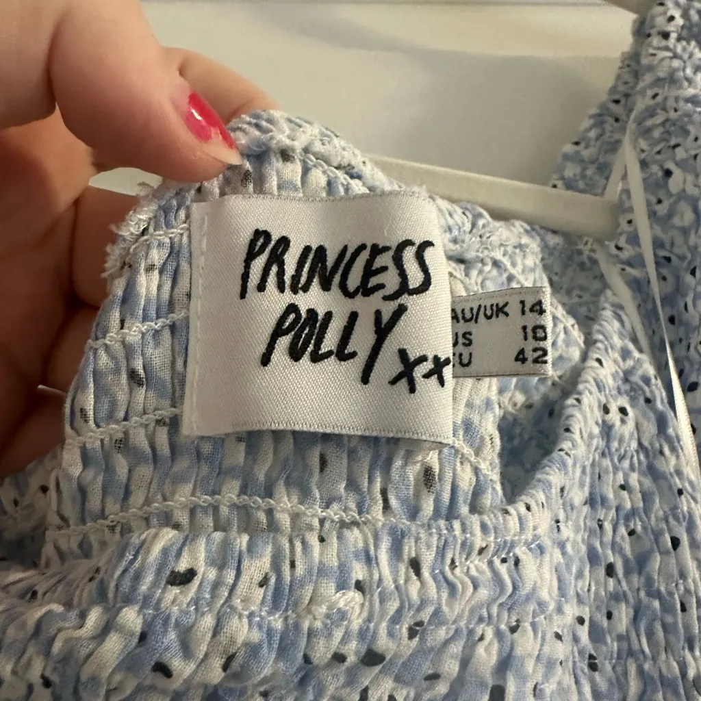 Princess Polly One-Shoulder Textured Blue Dress - Image 2