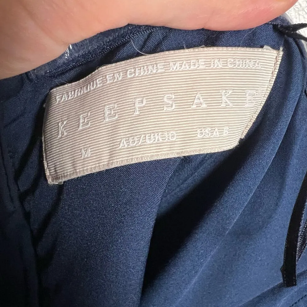 Keepsake The Label Navy Blue Floral Ruffle Strapless Mini Dress Size 6 - Image 8