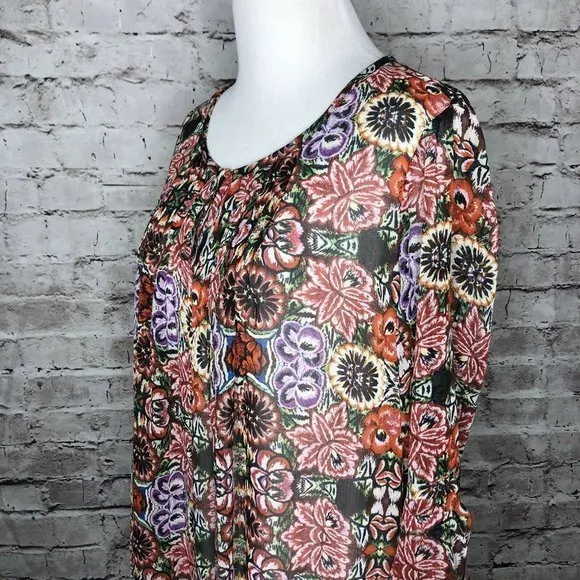 Rebecca Minkoff Floral Keyhole Neck Sheer‎ Blouse - Image 6