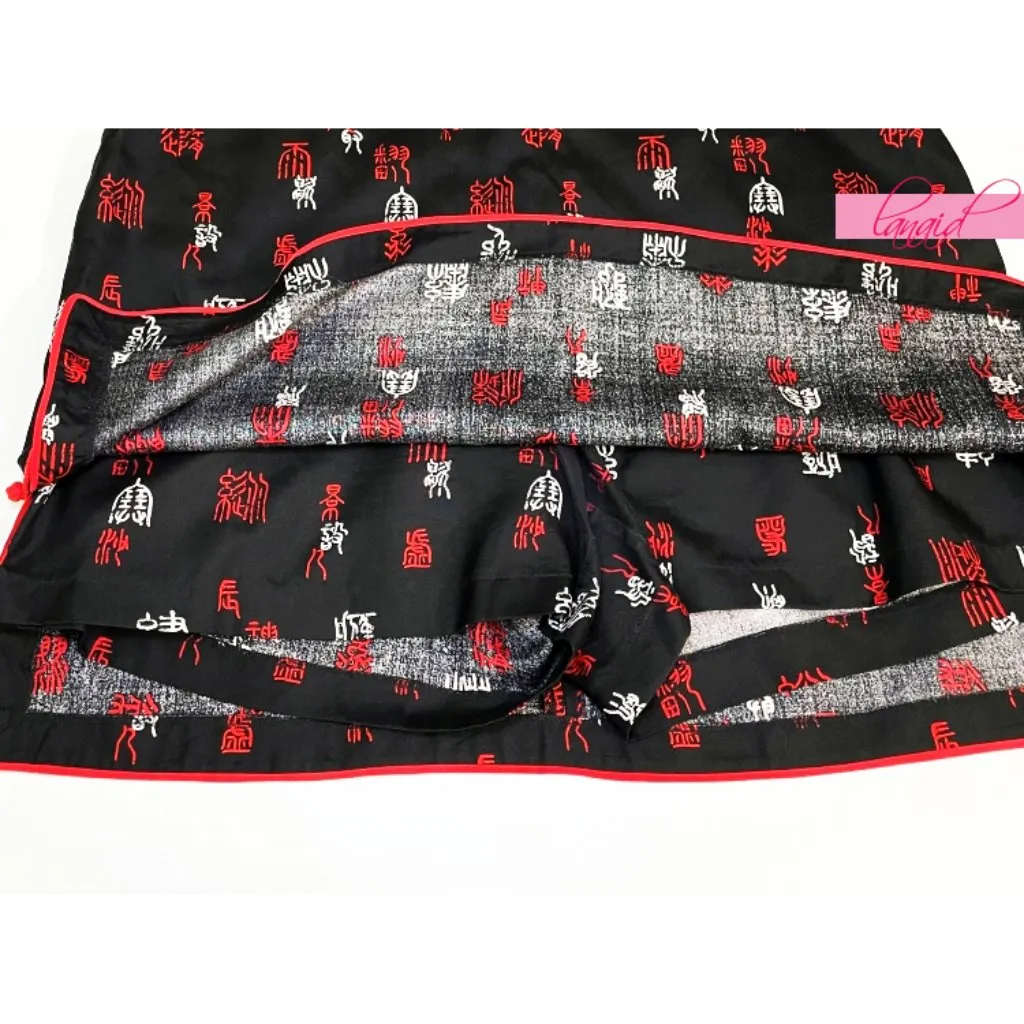 Anne Carson Silk Chinese Asian Oriental Chinoiserie Black Red White Skort Skirt - Image 3