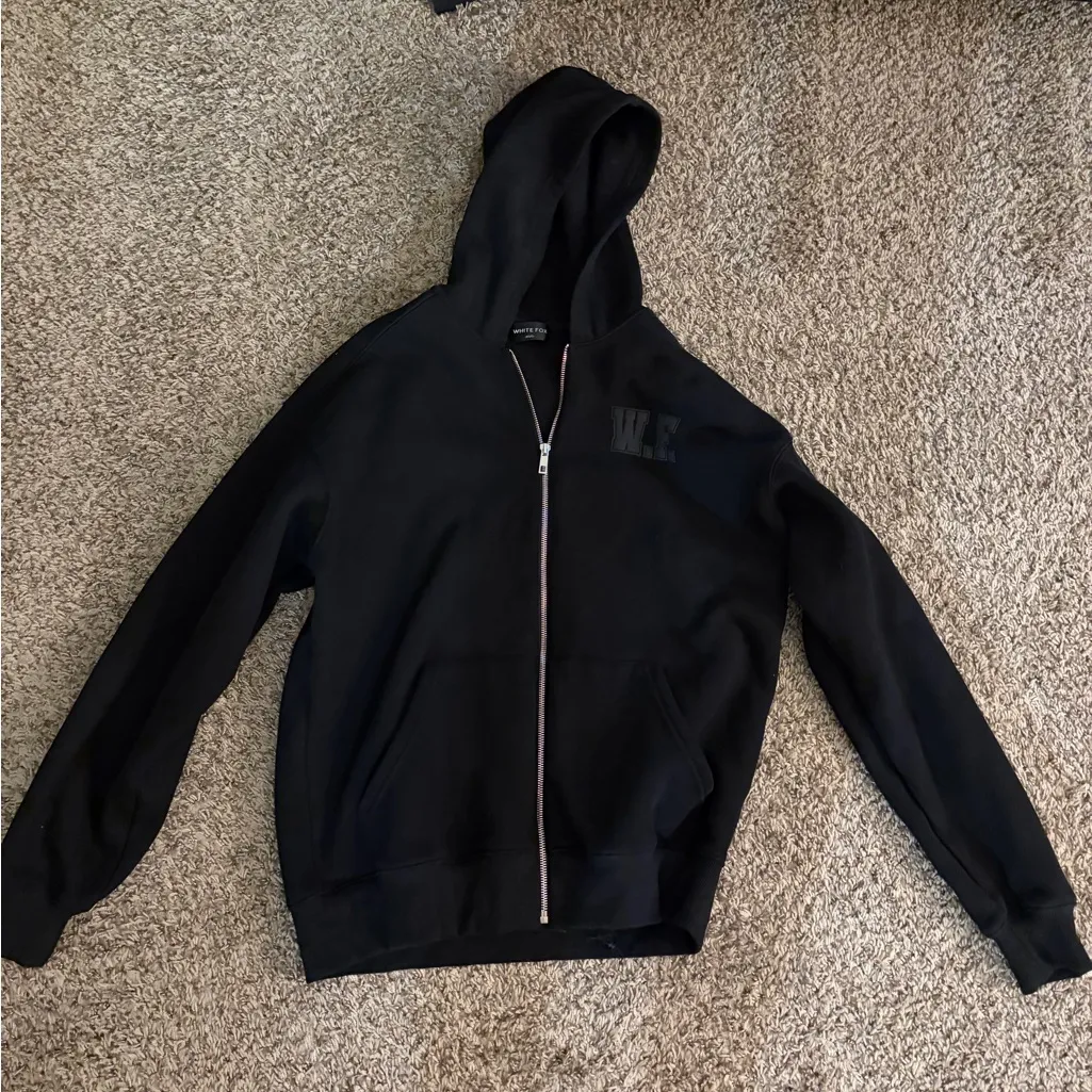 White Fox Boutique Black Zip-Up Hoodie - Image 3