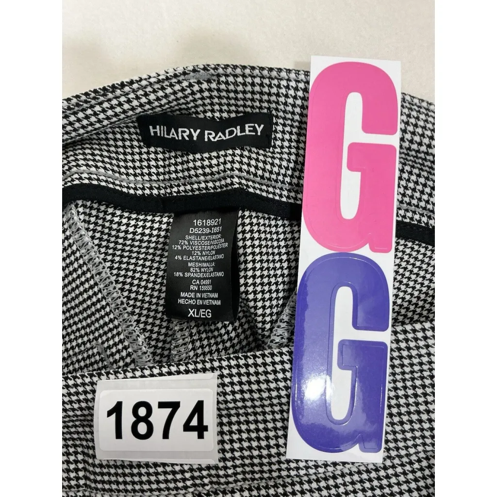 Womans Hilary Radley Pullon Black White Check Stretch Long Pants XL - Image 3