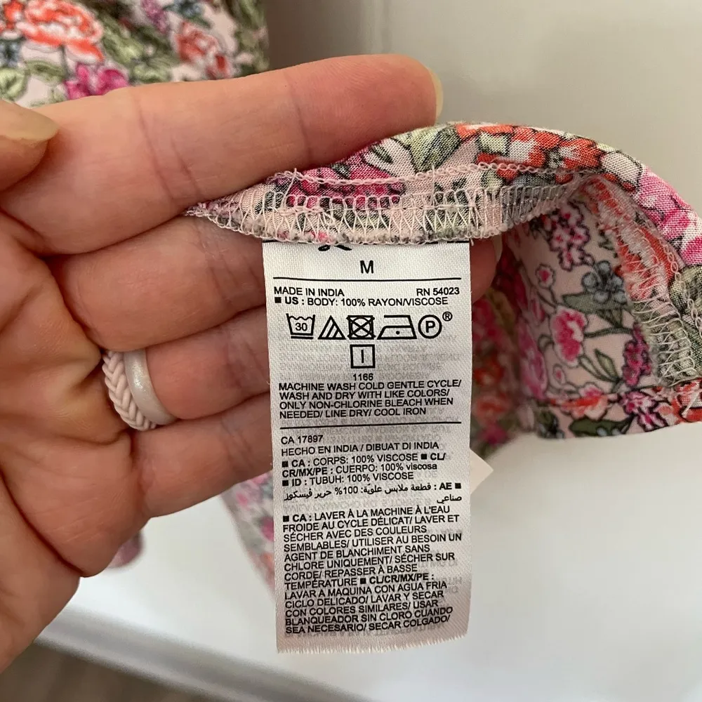 Old Navy Short Sleeve Fit & Flare Dress Sweetheart Neck Pink Ditzy Floral ~ Sz M - Image 12