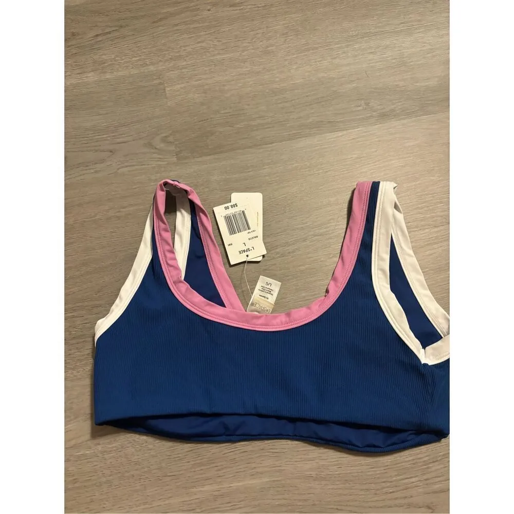 L*Space Lala Color block Blue Bikini Top Sz Large NWT - Image 5