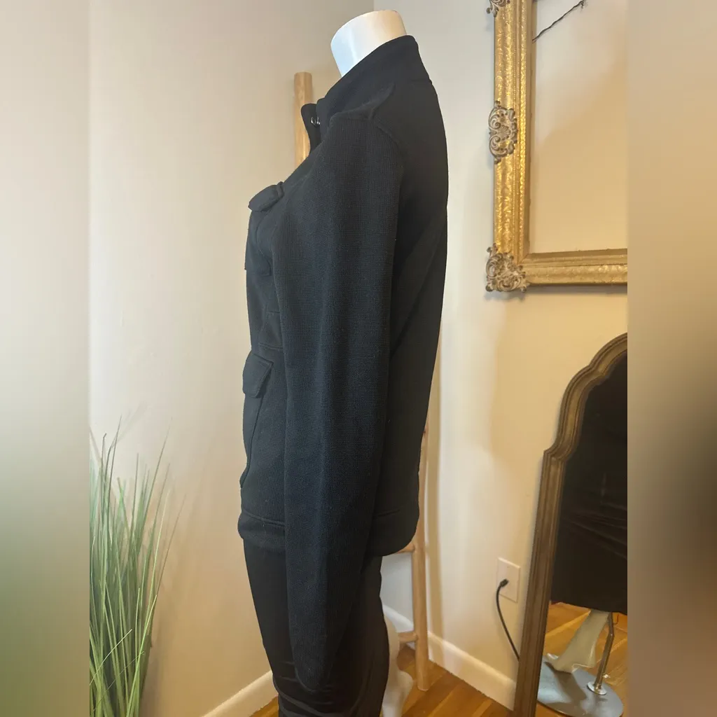 Eddie Bauer Women's Large Sweater Fleece Zip Snap Jacket Shacket Black - Image 3