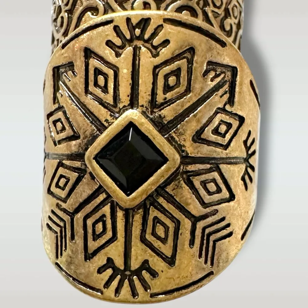 Free People Count Your Lucky Stars Ring Set in Antique Gold Onyx Bohemian Witchy - Image 5