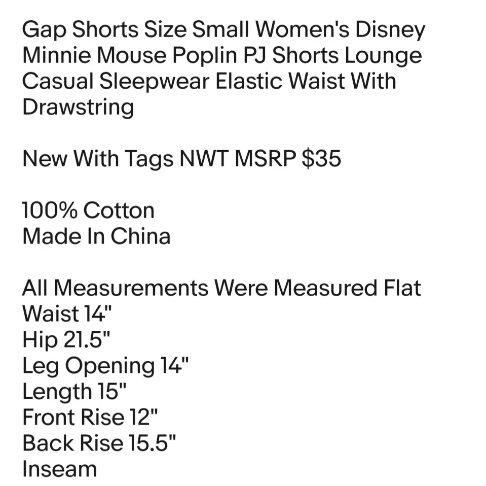 Gap Shorts Size Small Women's Disney Minnie Mouse Poplin PJ Shorts Lounge  - Image 4
