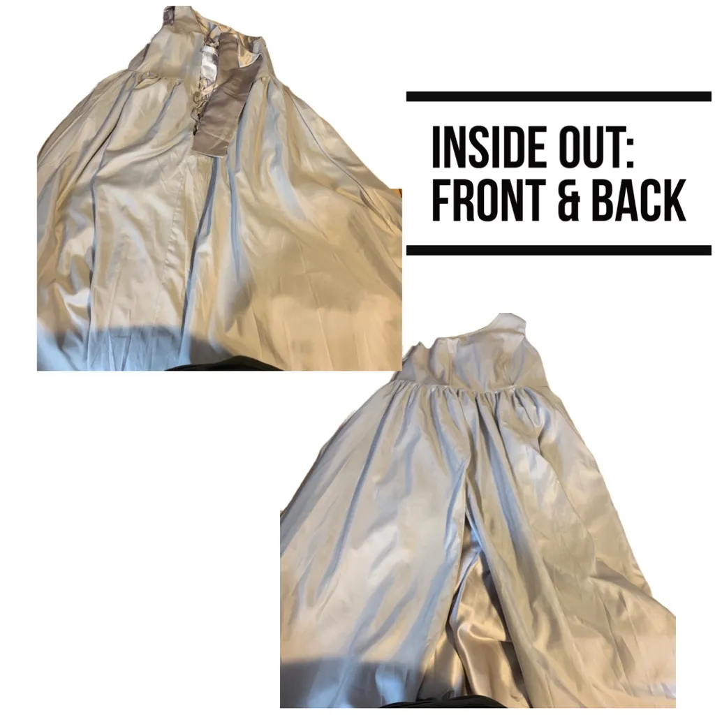 SUZHOU SILVER SATIN SLIT LEG ONE SHOULDER CORSET BACK FORMAL DRESS NWT (1X) - Image 10