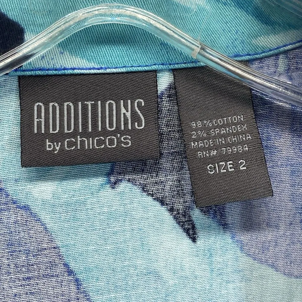 Additions by Chicos Tropical Jacket Womens‎ 2 Large Leaf  Buttons Lightweight - Image 4