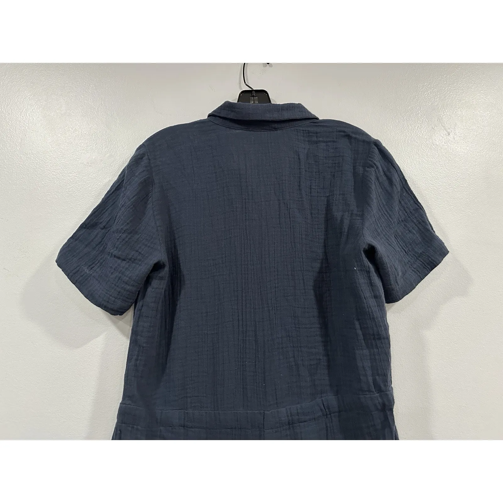 Eileen Fisher Cotton Gauze Navy Blue Short Sleeve Jumpsuit XS - Image 5