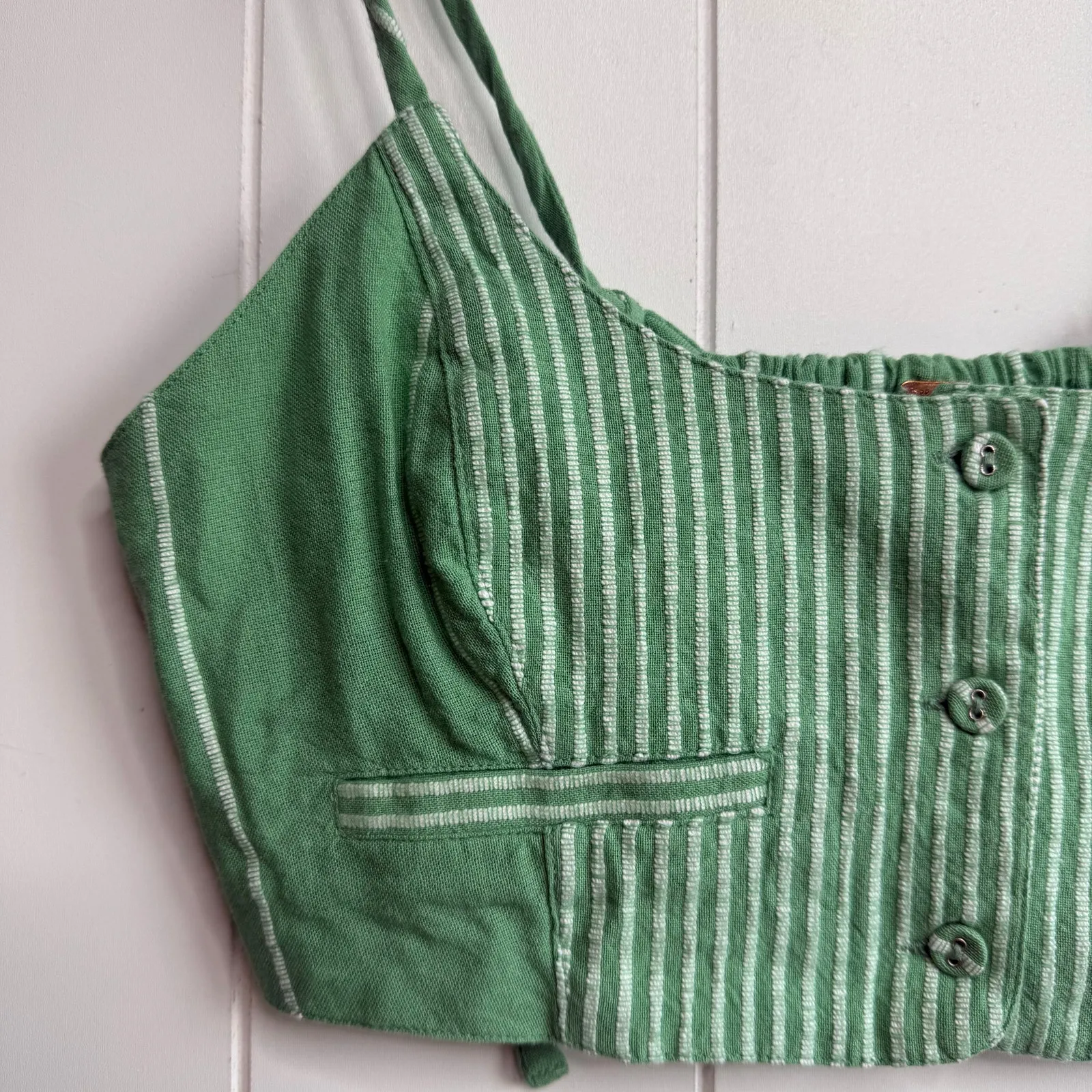 Free People set co-ord matching set pants and crop top cotton striped Large - Image 3