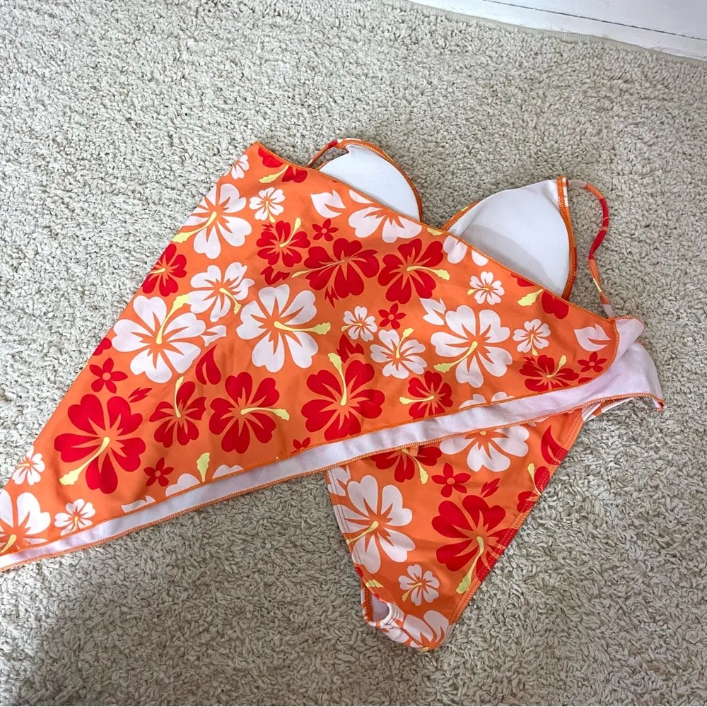 SHEIN Orange Tropical Floral Bikini - Image 8