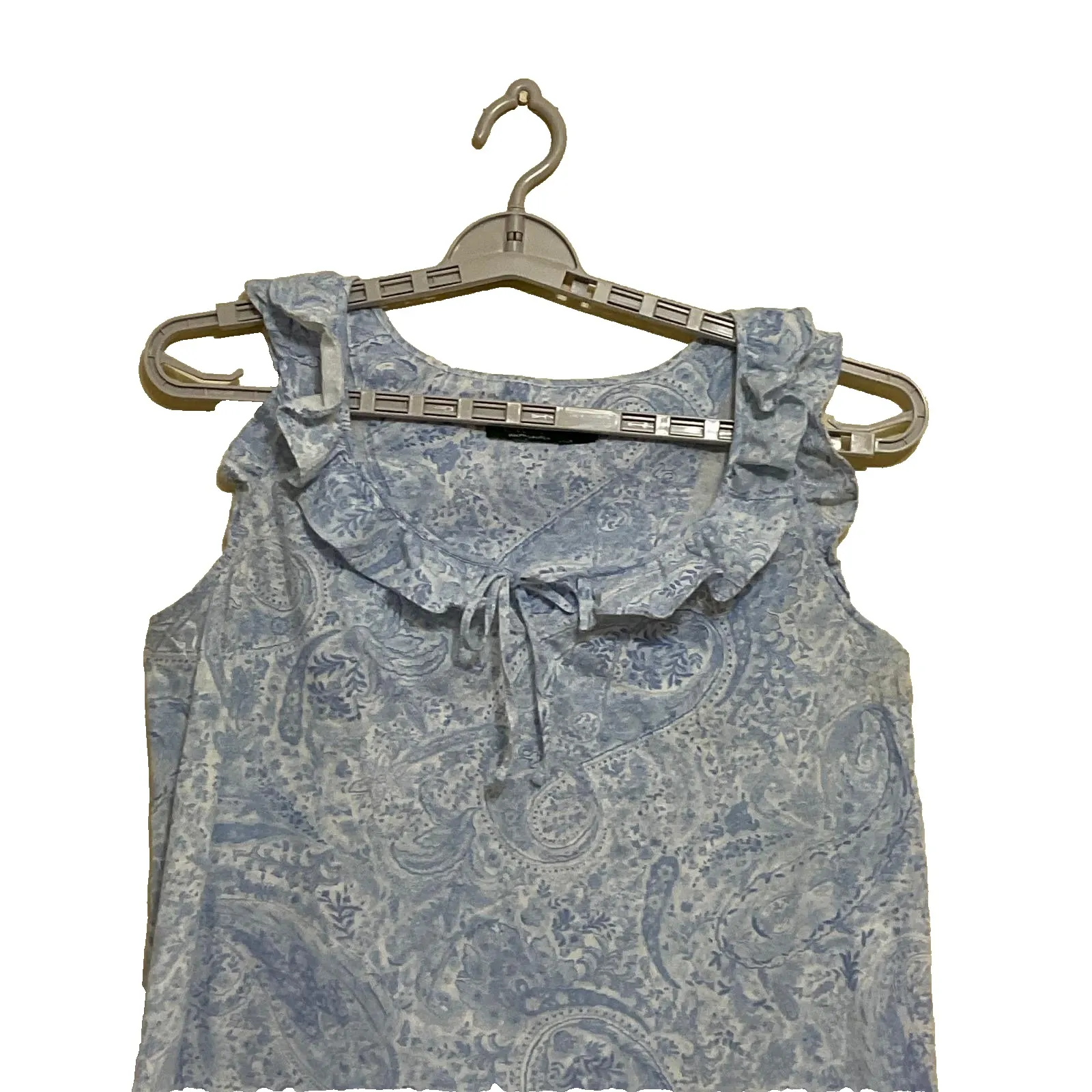 Lauren Ralph Lauren‎ Paisley Sleeveless cotton white & blue women's Nightgown  M - Image 2