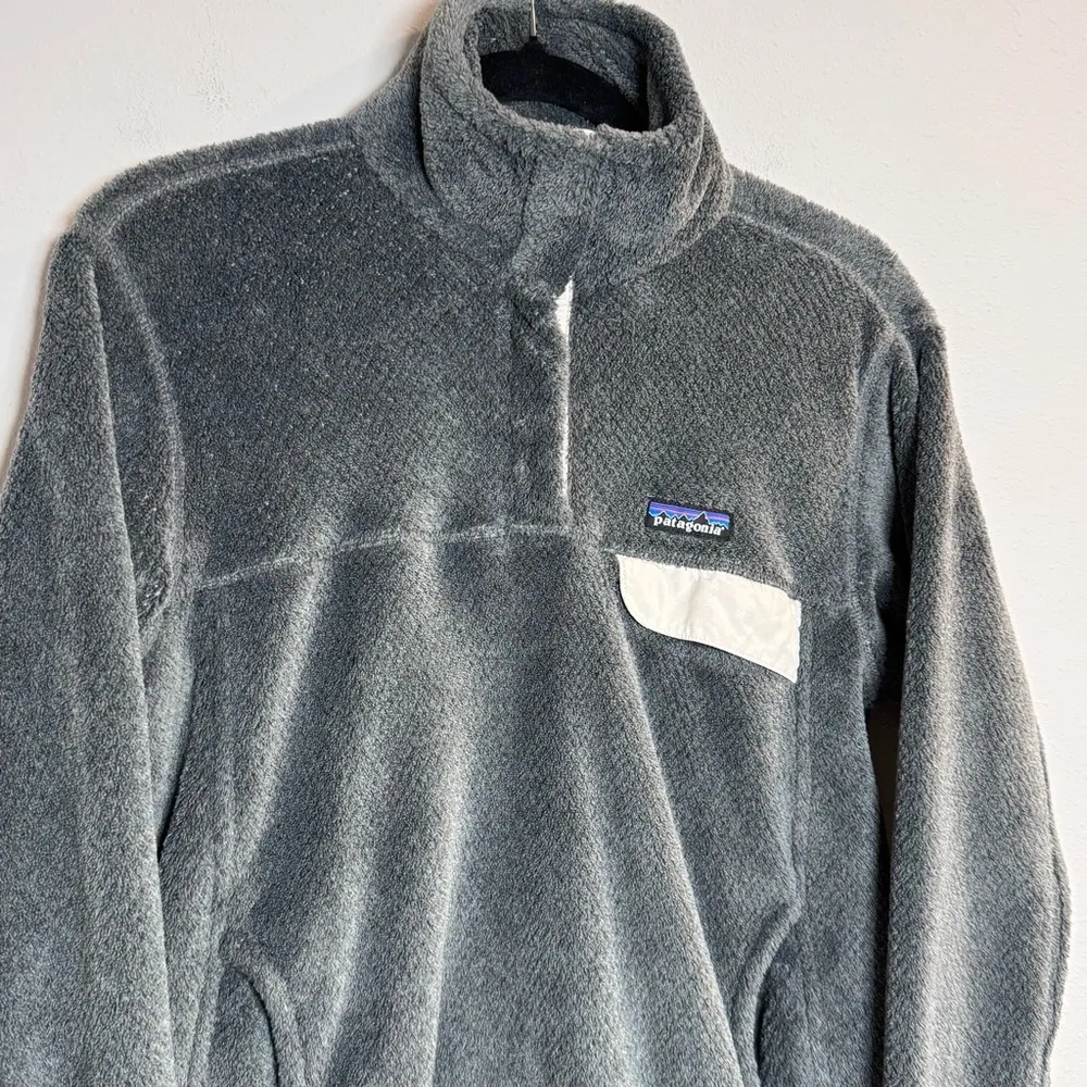 Patagonia Women’s Medium Gray Re-Tool Snap-T Pullover Polartec Mock Neck Fleece - Image 7