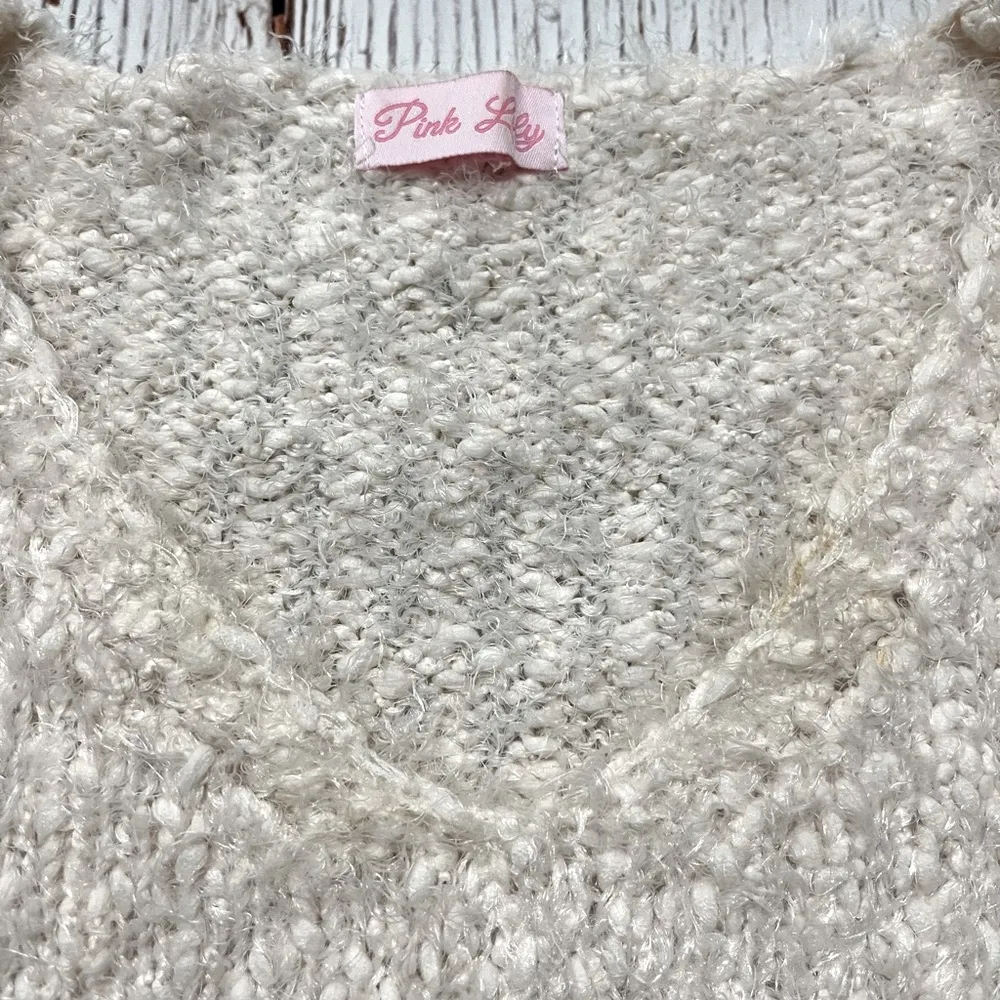 Peaceful Heart Striped Ivory Sweater Large from Pink Lily Like New - Image 3