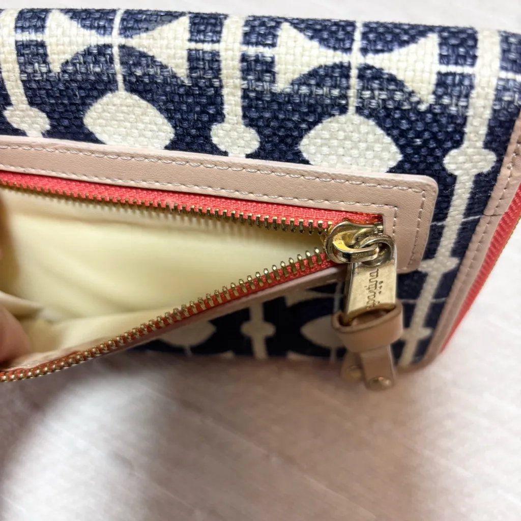 Spartina Daufuskie Island wristlet wallet‎ phone holder linen coral tan - Image 5