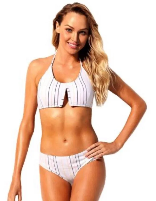 NEW Strappy Vertical Stripe Bikini Set - Image 3