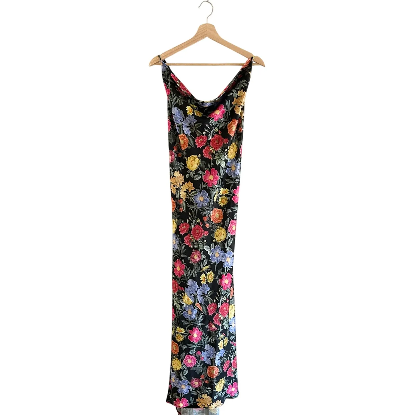 Show Me Your Mumu Hailey Slip Dress in Charm Peony Black Luxe Satin L - Image 6
