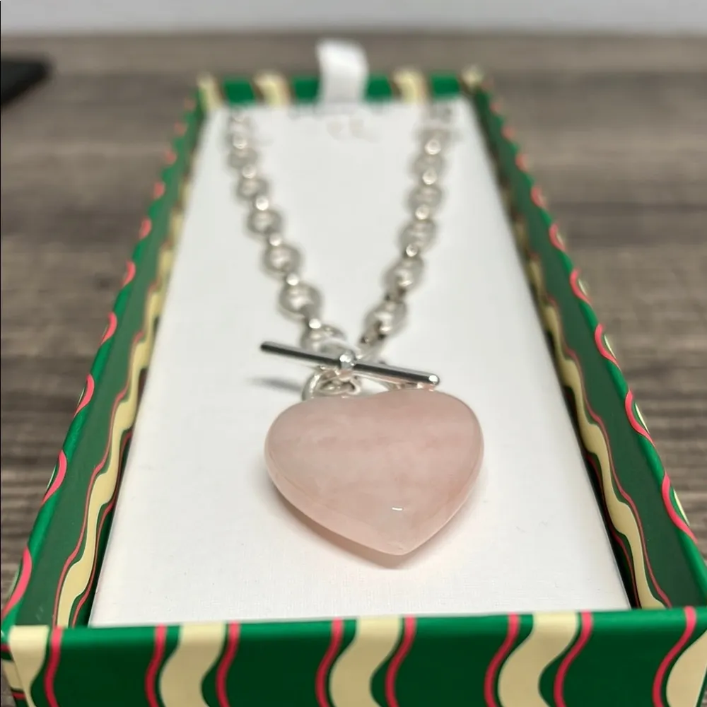 Piper K | Silver Necklace w/ Pink Quartz Heart - Image 6