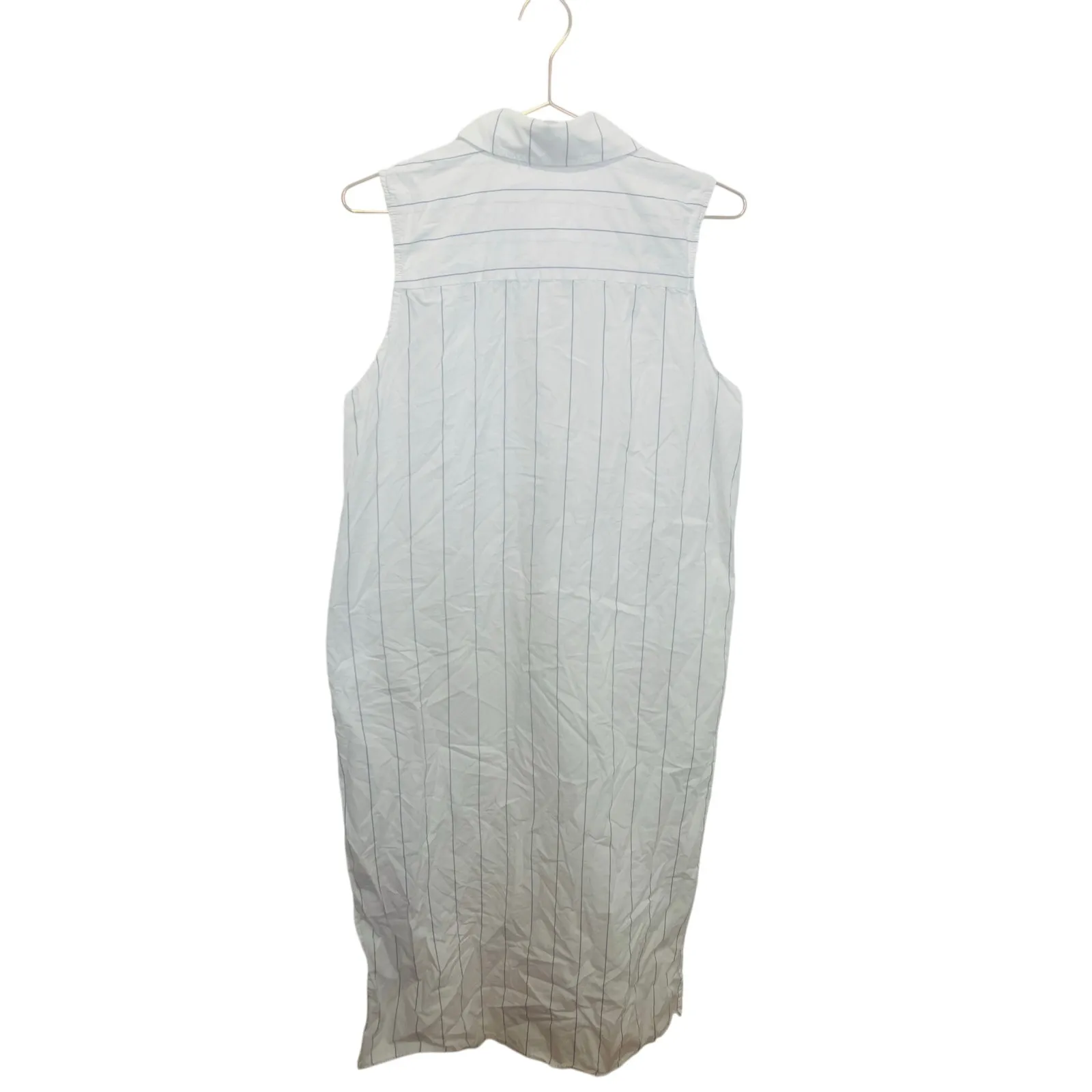 DONNI White Blue Striped Sleeveless Collared Neckline Button Front Dress Size L Size L - Image 7