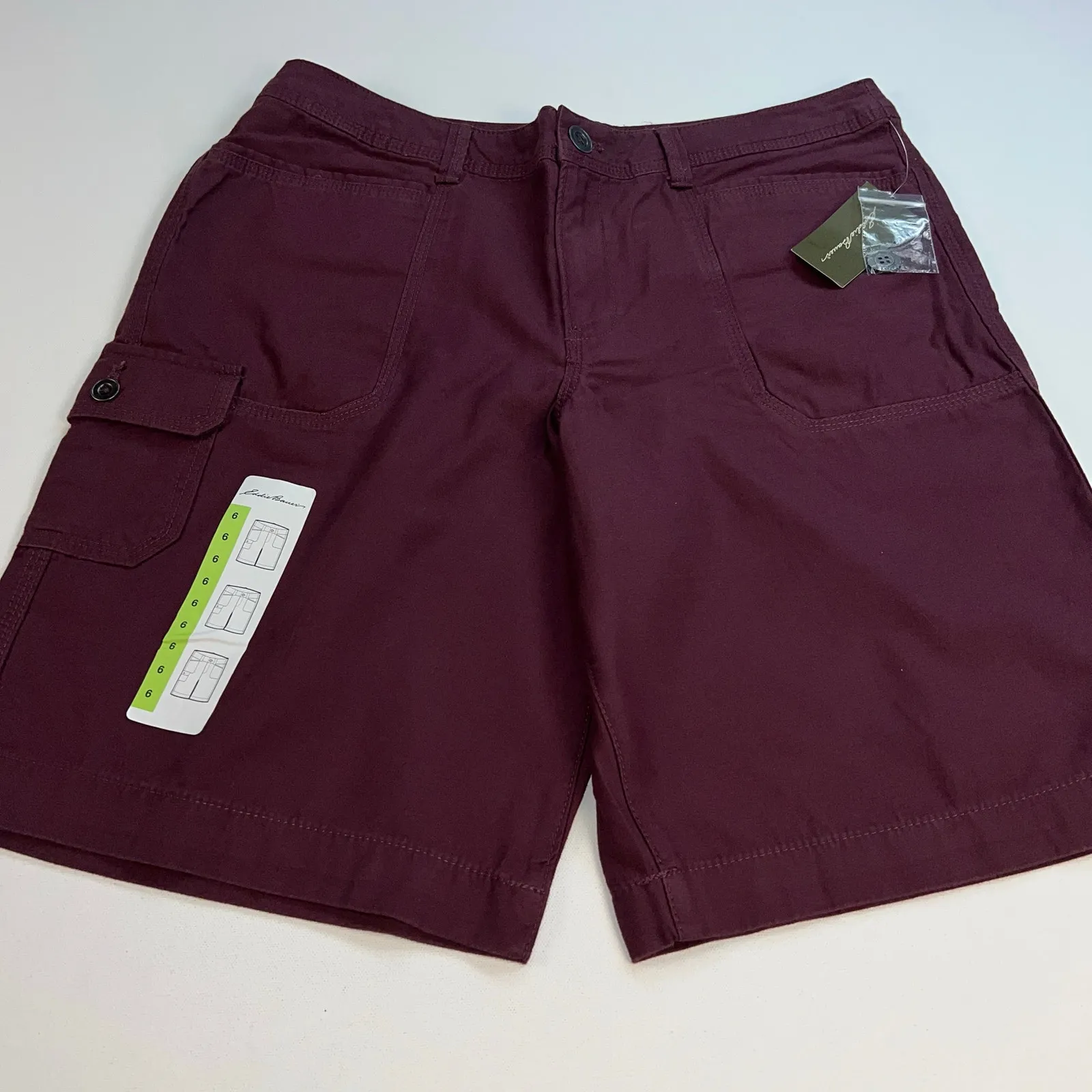 Eddie Bauer 100% Cotton Hiking Cargo Shorts Mid Rise 10” Inseam Plum Size 6 - Image 8