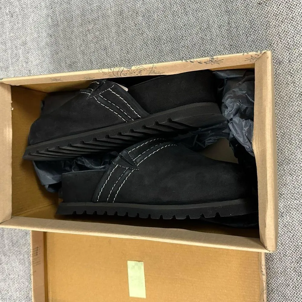 Free People Milo Everyday Mules in Black NIB NEW Suede Leather Chunky Size 7 - Image 14