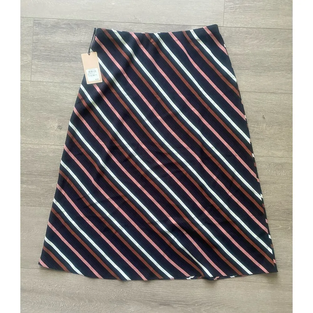 NWT Halogen Black Barbara‎ Striped Midi Skirt Size Medium - Image 3