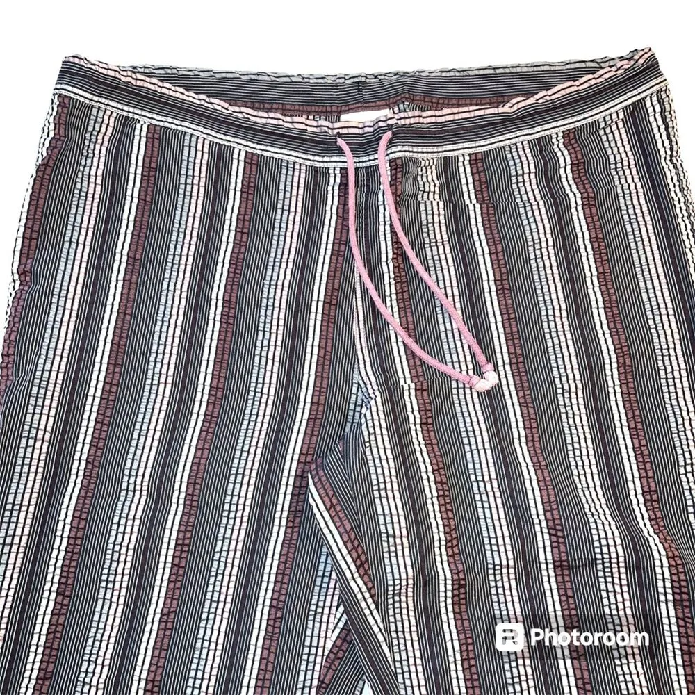Ouray Womens Lounge Pants Striped Lightweight Drawstring Gray Purple Large - Image 2