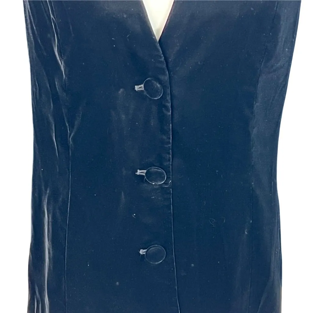 VTG Talbots Black Velvet Button Up Formal Blazer Petites 12 Lined Elegant USA - Image 3