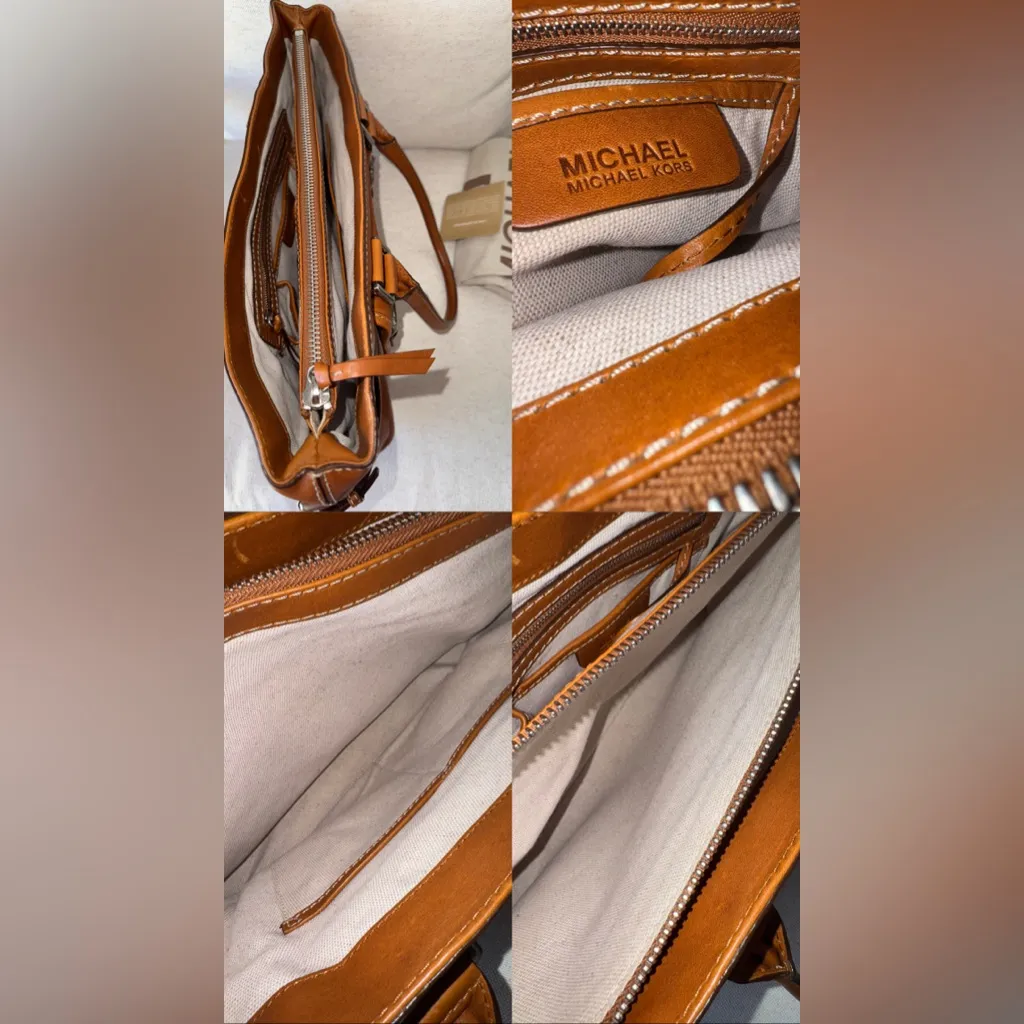 RARE New Vintage Michael Kors Brown Brookville Leather Luggage Satchel Handbag - Image 15