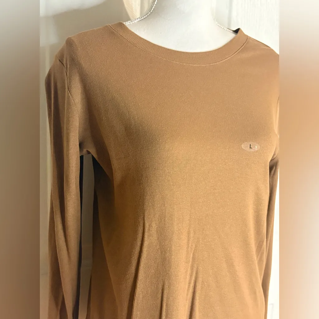 Maurices 24/7 Collection Camel Color Long Sleeve Ribbed Long-sleeve Comfy NWT L - Image 2
