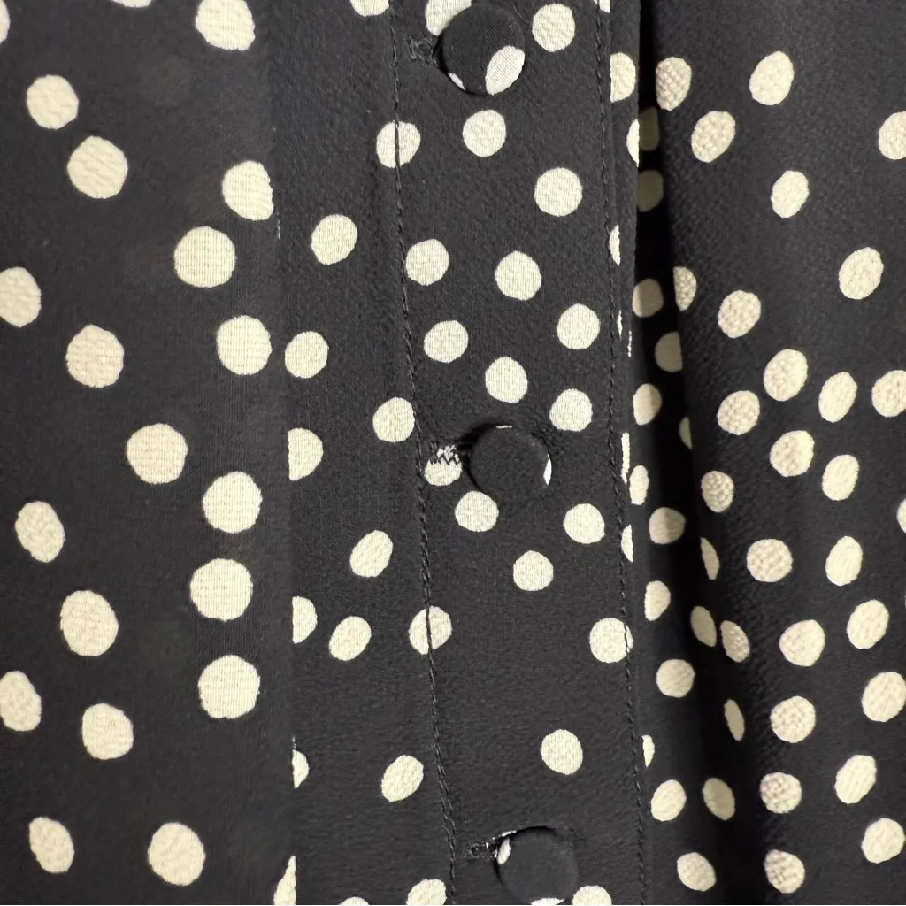Talbots Black & White Dot Button Front Midi Skirt Size 12 - Image 7