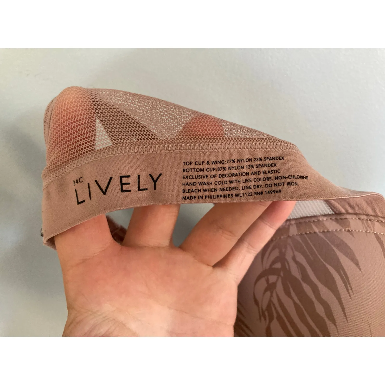 Lively Bra Beige Leaf Print 34C Padded Wireless Brown Size undefined - Image 9