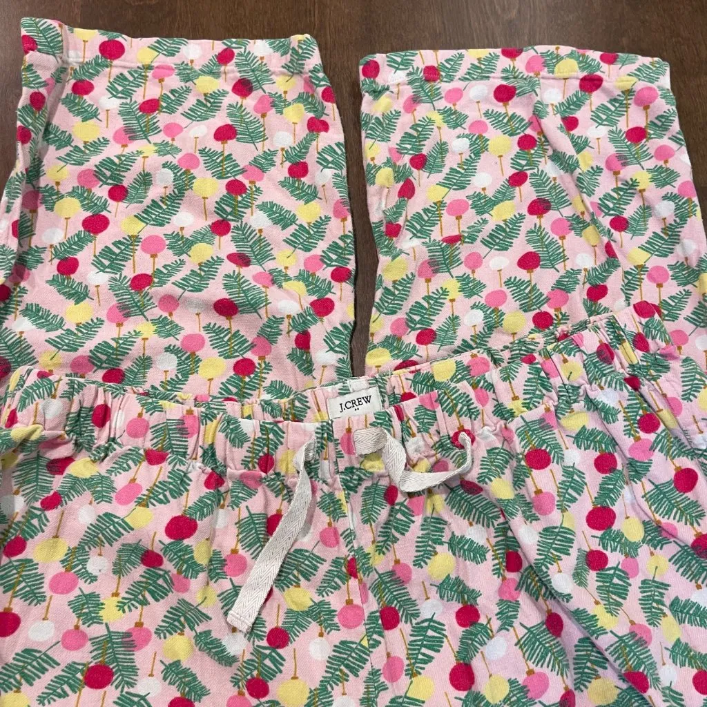 J.Crew Flannel Long Sleeve Pajama Set Women's Size XL Christmas Ornaments Cotton - Image 9