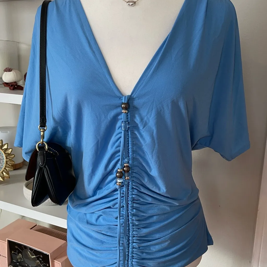 Elegant Blue Women's Top Size L - Image 2