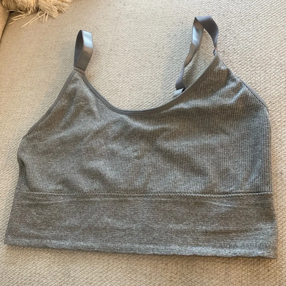 super soft Longline athletic workout lounge bras Gray - Image 3