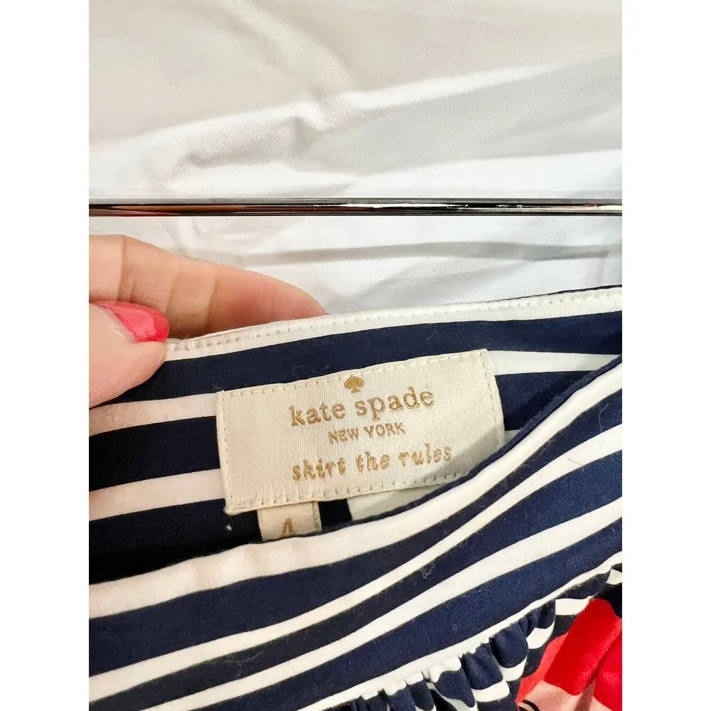 Kate Spade New York Skirt The Rules Striped High Rise A-line Mini Skirt Red US 4 - Image 8