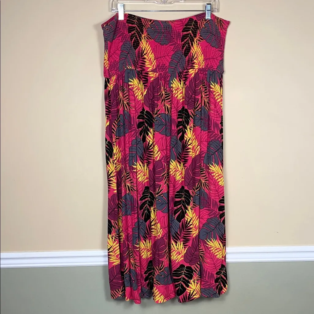 Torrid Women’s Beach Tropical Vacation Leaf Print Multicolor Smocked Tube Dress - Image 4