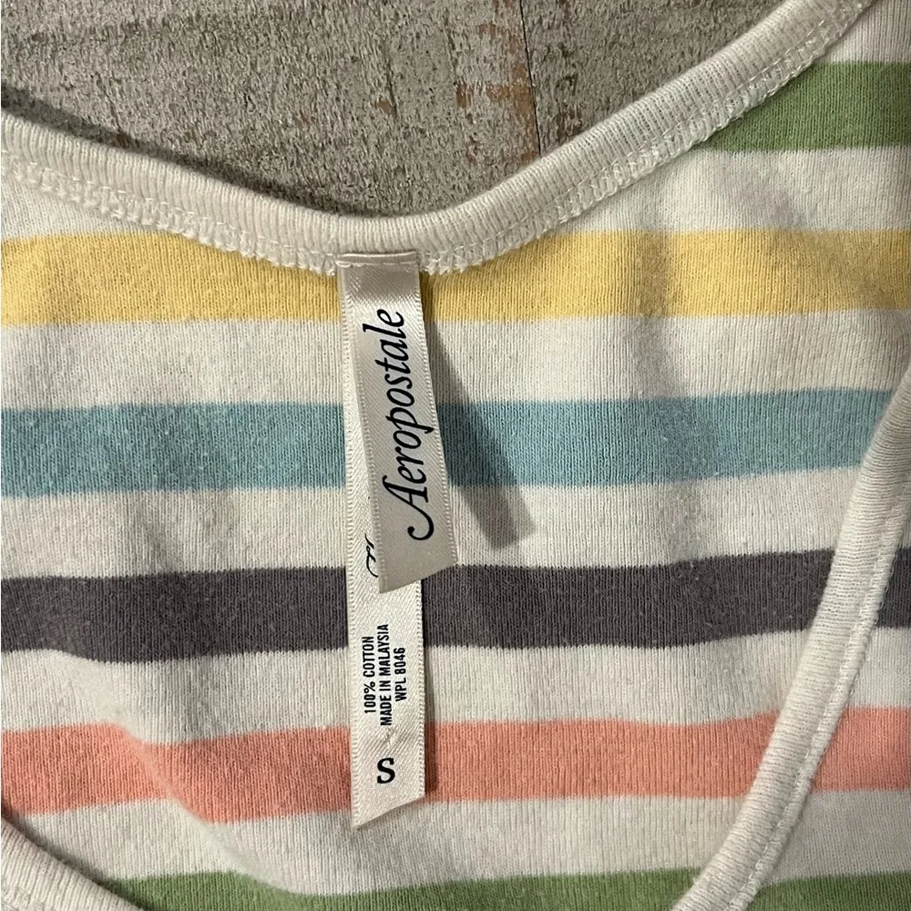 Women’s Aero Aeropostale Small Cotton Multicolor Striped Tank Top Shirt - Image 2